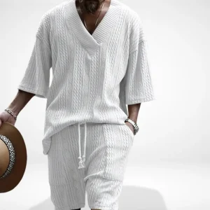 Conjunto de canalé con cuello amplio para hombre – Collier