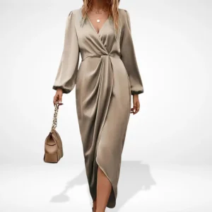 Vestido de noche Midi con drapeado central para Mujer – Alma