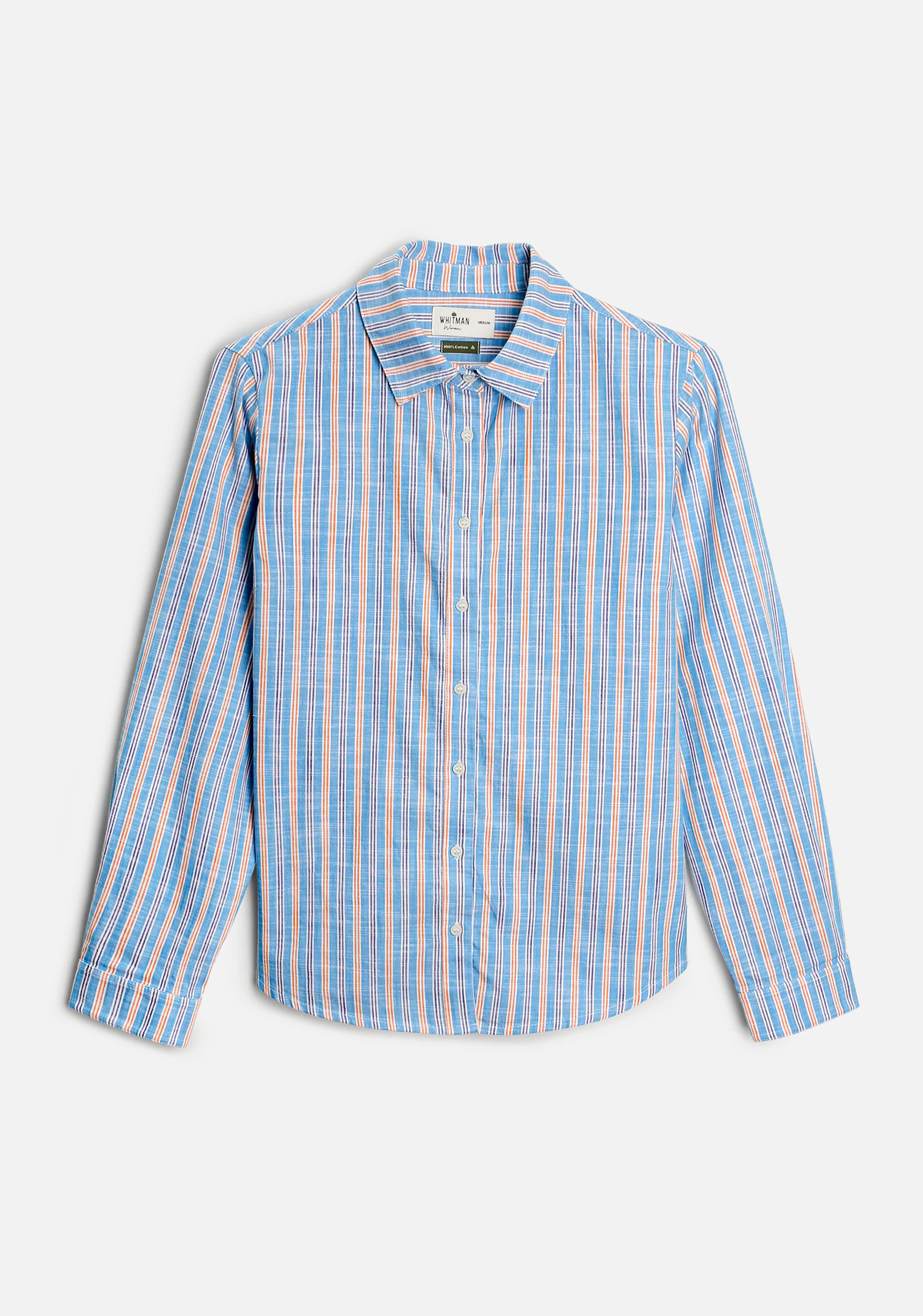 Camisa M Ciara Rayas Azul Med - Naranja