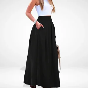 Falda larga con pliegues elegantes para Mujer – Leola