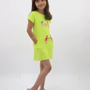 Vestido de color amarillo neón con print