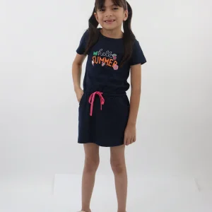 Vestido de color azul marino con print