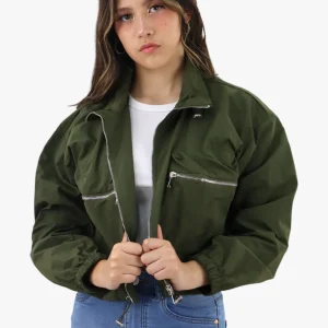 Chamarra rompevientos verde militar