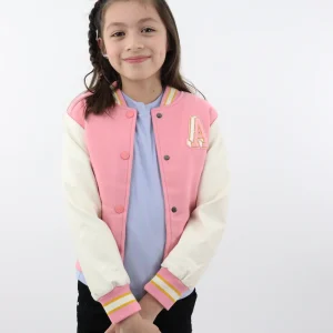 Chamarra beisbolera unisex de color rosa