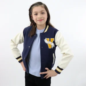 Chamarra beisbolera unisex de color azul marino