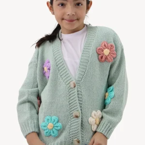 Suéter tejido verde menta con flores