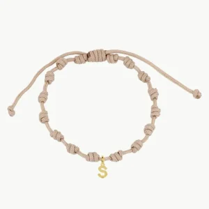 PULSERA NUDOS BEIGE | INICIAL MINI