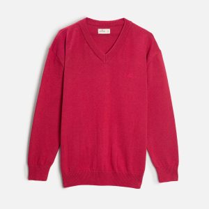 Sweater H Newark Cuello V Rojo Cereza