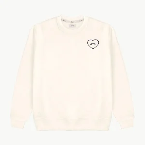 SUDADERA UNISEX OFF WHITE | PERSONALIZADA CORAZÓN